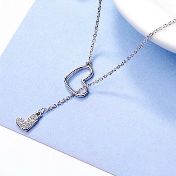 Jewelry - Sterling Silver Cubic Zirconia Heart Necklace (Q1)